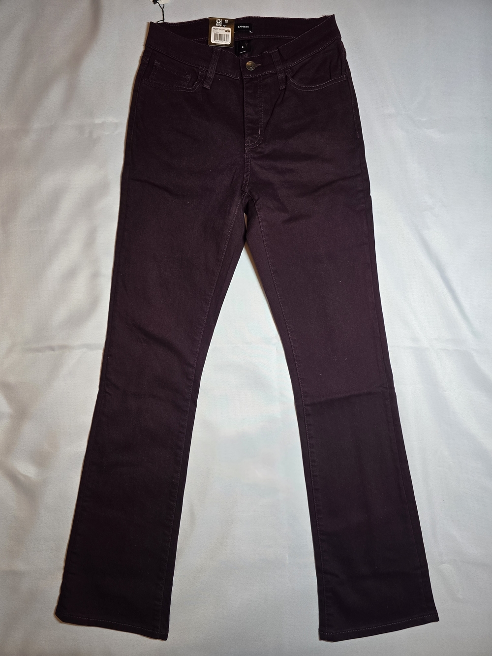 Express Mid Rise Bootcut Jeans Wine Wash Stretch Denim